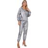 Unisex PVC Sports Suit Long Sleeve Zipper Hooded Top Elastic Waistband Pants Fitness Workout Outfits