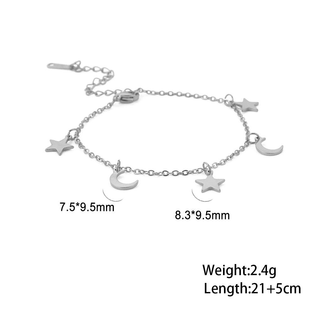 

Teamer Classic Star Moon Anklet Stainless Steel Ankle Jewelry Women Girls Summer Outdoor Beach Lightweight Accessories No Rust