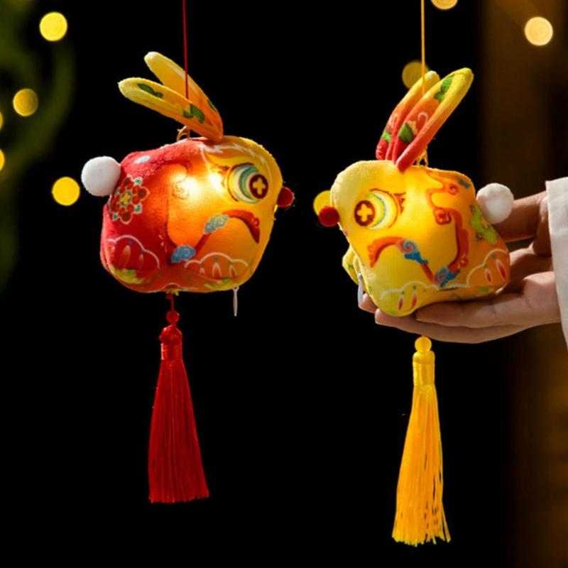 Handmade Fabric Rabbit Lamp Making Supplies Traditional Style Design With Glowing LED For Party Decoration