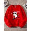 Kids Unisex Crewneck Sweatshirt, Love Music Heart Sunglasses Cat Riding Scooter Cartoon Print Pullover, Sweatshirt for Boys Girls Over 4 Years Old