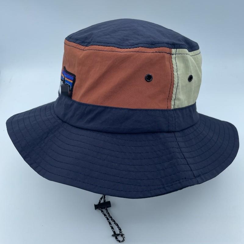 Blocked Color Hat Nylon Wide Brim Fisherman Sunscreen Hat For Casual Summer Wear
