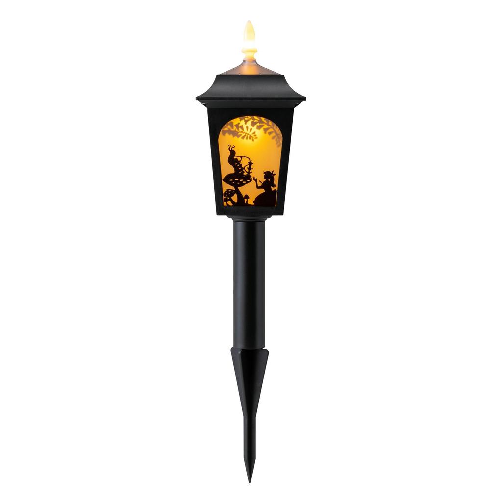 Takasho Solar Light, Alice in Wonderland Silhouette Light, Black, Outdoor Garden Light, Waterproof, Resin and Glass, TA-L02