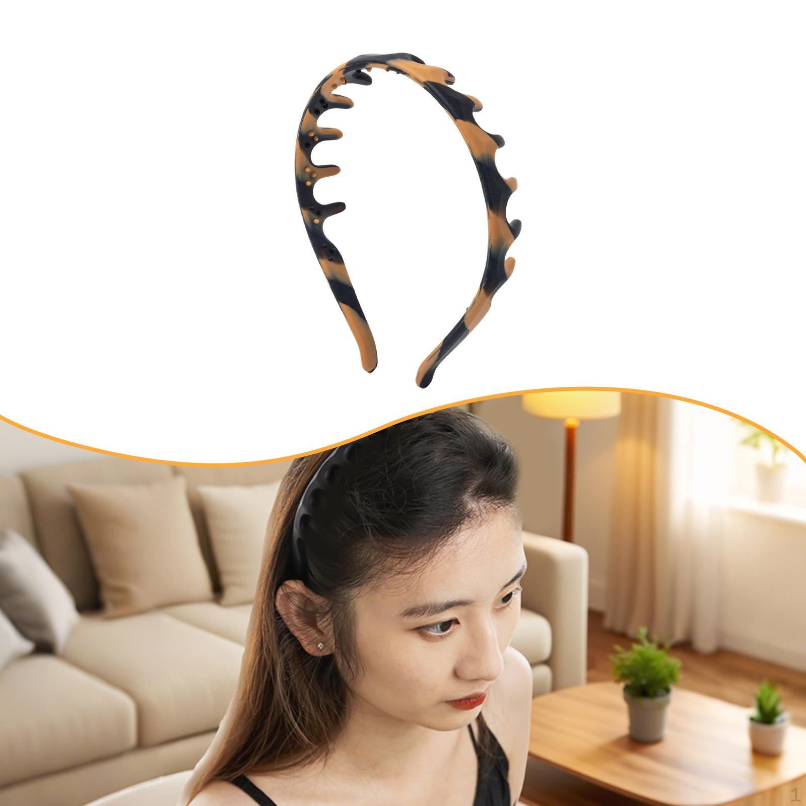 

Silicone Headband Anti Slip Comb Headband, Comfortable, Bendable Simple Hair Hoop, Band for коричневий