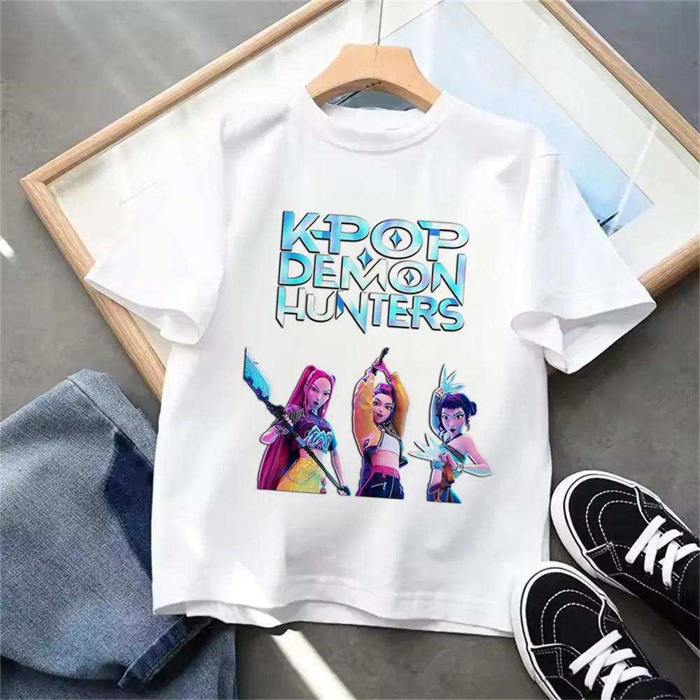 Kids T-shirt KPop Demon Hunters Movie Round Neck Cartoon Girls Boys T Shirt Casual Baby Print Fashion Casual Man Woman Clothes
