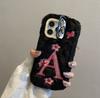 Autumn and Winter Plush Butterfly Flower Mobile Phone Case for Apple 16PROMAX Trend 15 Fine Holes 12 Letters Bracket 11
