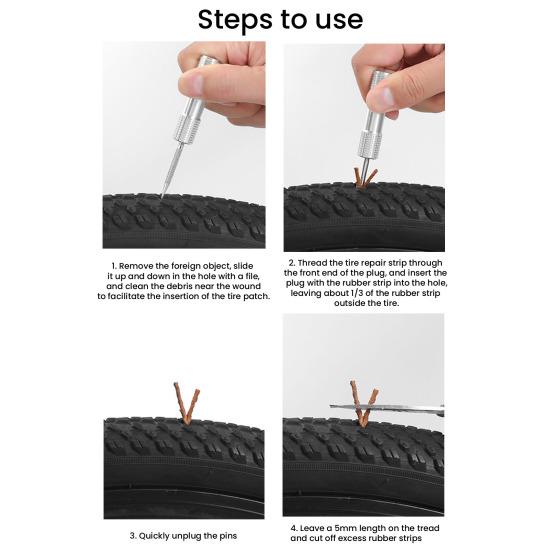 1 Set Bicycle Tire Repair Kit with Ratchet Wrench Bacon Strips Metal Bits Portable Mountain Road Bike Tire Flat Puncture Fix Emergency Repair Tools