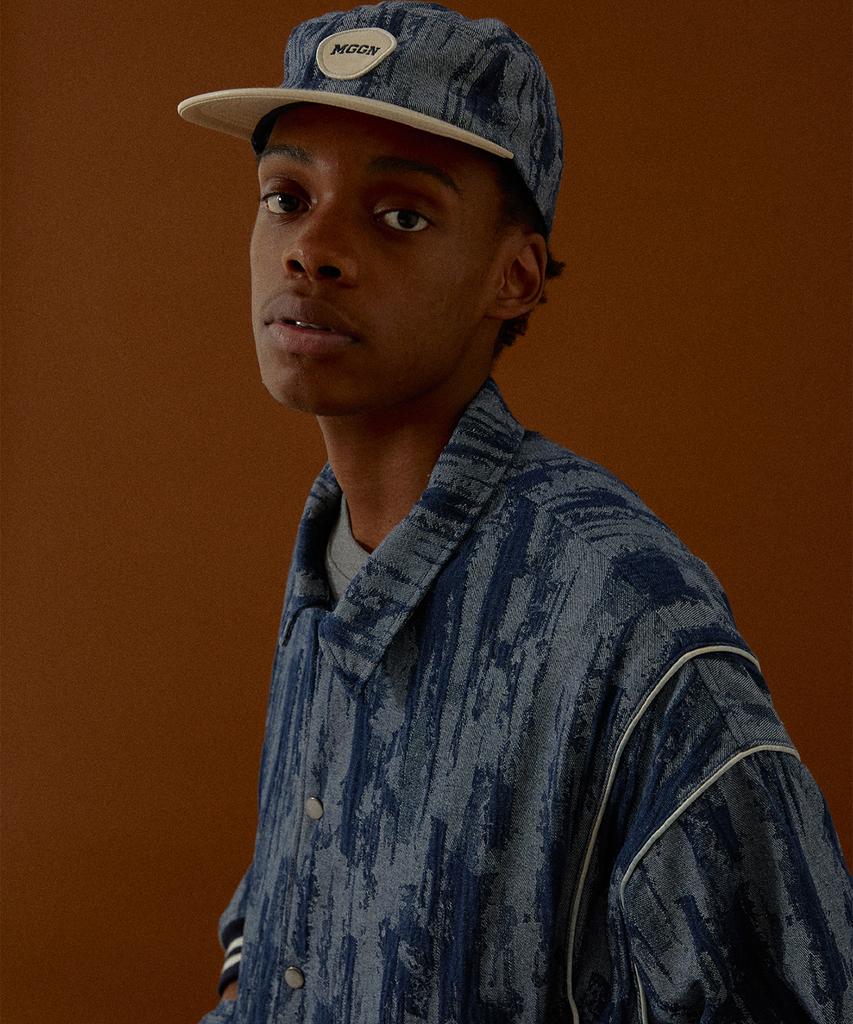 MAGOODGAN Headwear 9307 Jacquard Medium Indigo Denim Camp Cap