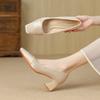 Fashion Luxury Satin Chunky Heels Women Loafers Autumn Elegant Square Head Mid Heeled Women Pumps Fashion Banquet Office Shoes for Women