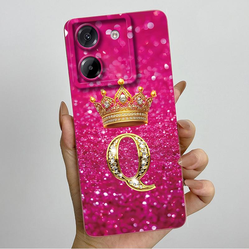 For Xiaomi Poco M7 Pro 5G Case Crown Letters Antifouling Non-slip Luxury Cover Couple For xiaomi poco m7pro PocoM7Pro Soft Funda