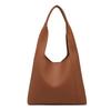 Leather Fleece Simple And Fashionable Shoulder Bucket Bag Commuter Summer Versatile Tote Bag Soft And Portable Student Armpit