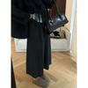 Elegant Korean Imitation Cashmere A-line Pleated Midi Skirt for Women - Autumn/Winter 2025 Slimming Drape Style