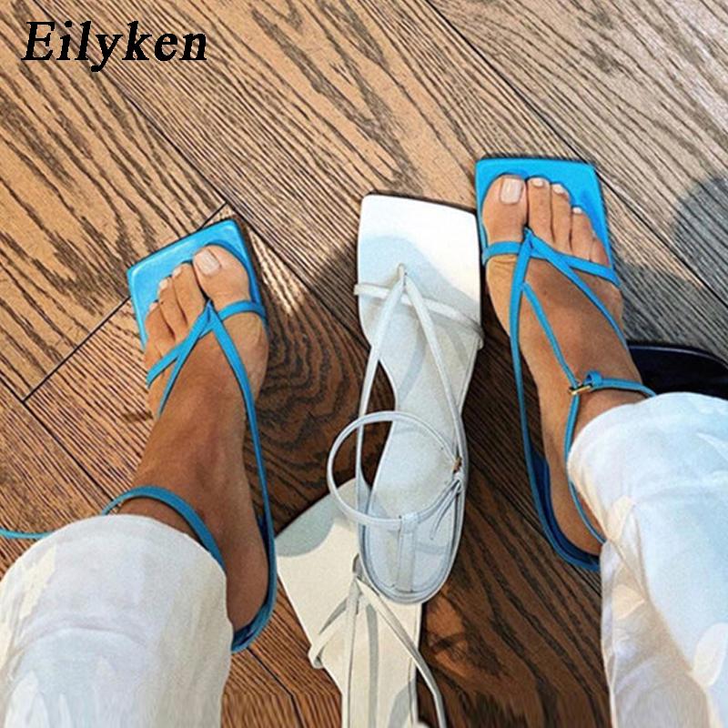 Fashion Eilyken Gladiator Sandals High Heels Women Fall Best Street Look Females Square Head Open Toe Clip-On Strappy Shoes
