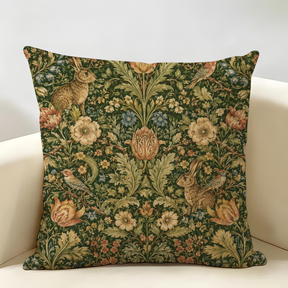 Federa Cuscino Vintage William Morris Art Tessuto di Lino Biologico Resistente Ipoallergenico Federa Cuscino Corto Lavabile