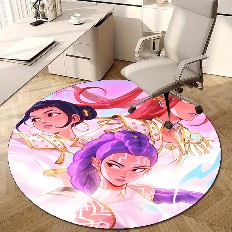 1pc KPop Demon Hunters17 Design Printed Area Round Carpet for Bedroom Living Room Home Decor Rugs Mat Non Slip Mat Rug for Bedside