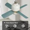 Mini E27 Screw Fan Light with Remote - Silent for Living, Dining, and Bedroom