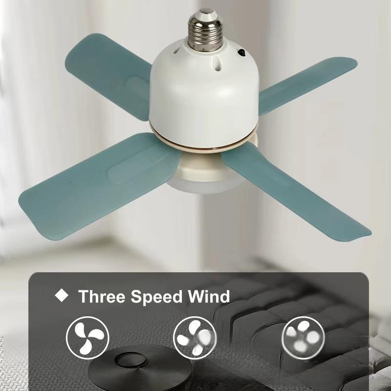 Mini E27 Screw Fan Light with Remote - Silent for Living, Dining, and Bedroom