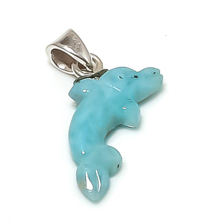

Natural Larimar Gemstone Handmade 925 Sterling Silver Jewelry Pendant 0.71 a6y04
