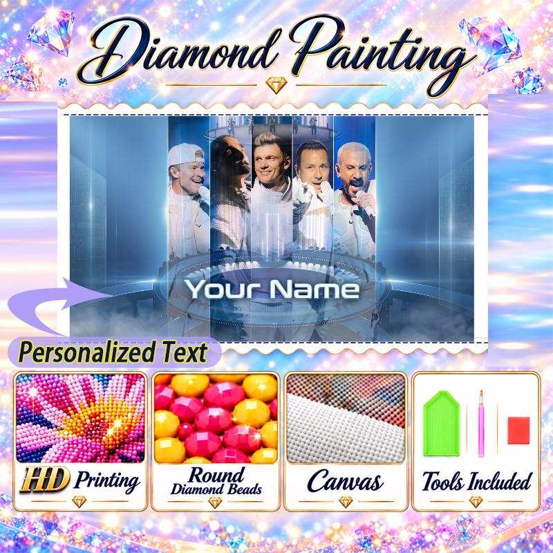 Backstreet Boys 5D DIY Diamond Painting Custom Name Text, Full Drill Rhinestone Mosaic Art Home Gift
