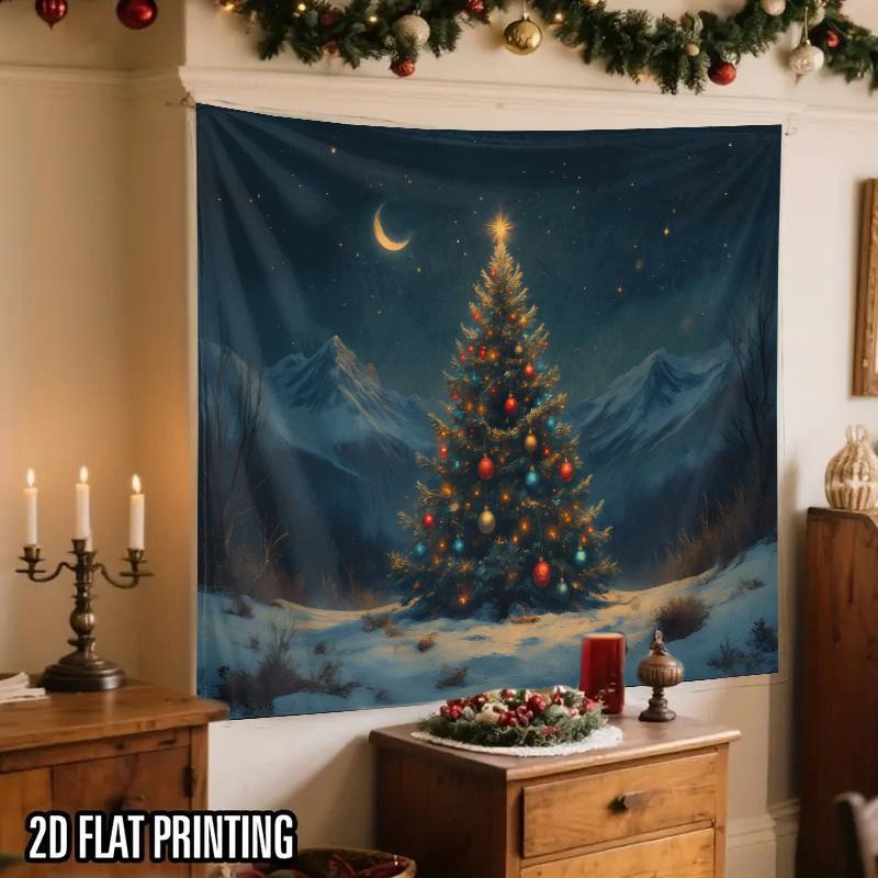 Blue Sky And Snow Wall Hanging Tapestry  Christmas Tree Wall Hanging Tree Wall Hanging Gorgeous Christmas Tree Fireplace Gifts
