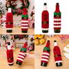 Cozy Knit Red Wine Bottle Sleeve With Striped Elf Design For Christmas Celebration