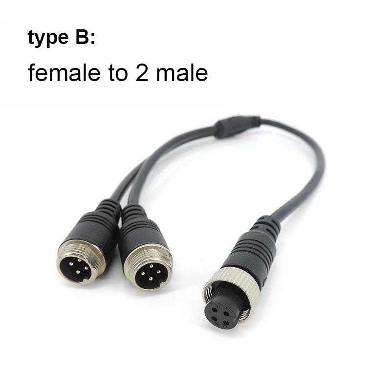 M12 4Pin Aviation Head To Male Female To 2 Way Male Female Aviation Head Wire Extension Y Splitter Cable Adapter Connector