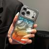 Bling Glitter Diamond Gradient Penas Pattern Plating Case For iPhone 17 16 15 14 13 17 Pro Max Lens Protective Shockproof Cover