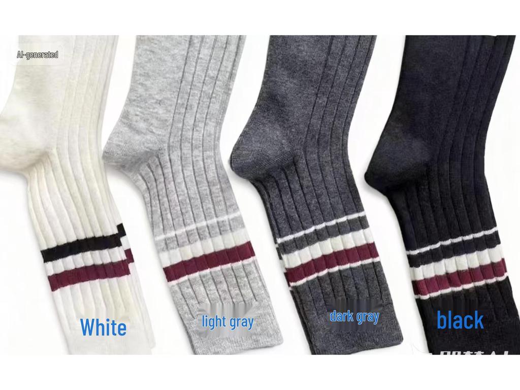 Women's Warm Autumn-Winter Mid-Calf Striped Socks with Shark Pants Design - Stylish and Versatile High-End Socks