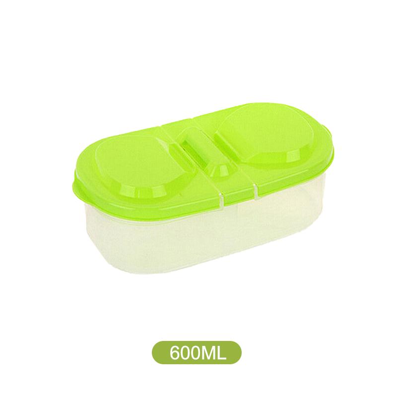 Double Compartment Covered Kitchen Food Grain Sealed Tank Multifunctional Kitchen Refrigerator Plastic Storage Fresh Box