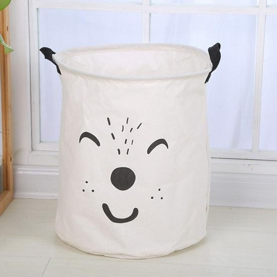 Cotton Linen Waterproof Round Laundry Hamper - Foldable Dirty Clothes Basket Storage Bag