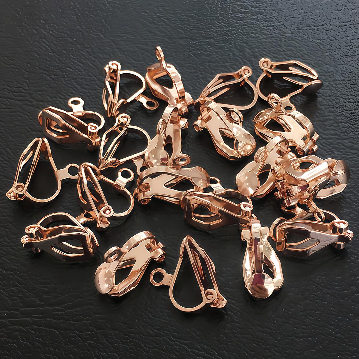 

10-30Pcs Copper Ear Clips without Piercing Earrings Blank Base Setting for DIY Ear Clip on Converter Jewelry Making Supplies 10 PCS рожевий колір золота