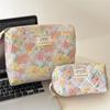 Vintage Flower Quilted Makeup Bag Coquette Organizer Bag Cute Floral Cosmetic Bag  for Women Girls