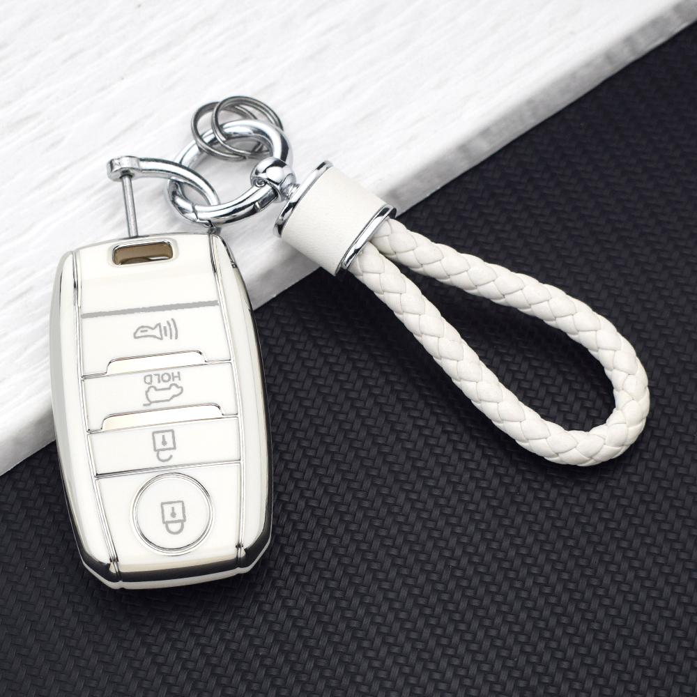 4 Buttons Premium TPU Car Key Fob Cover Protective Shell For Kia K3S KX5 KX3 Cerato Ceed Rio Optima Sorento Niro Soul Key Chains
