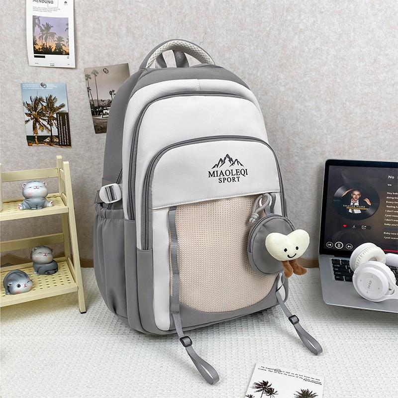 Backpack College Nylon With Letter Print And Ergonomic Shoulder Straps For Daily