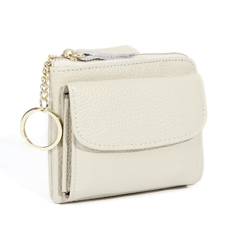 Japanese Cowhide Multifunctional Coin Purse & Card Holder - Genuine Leather Wallet with Key Attachment for Women