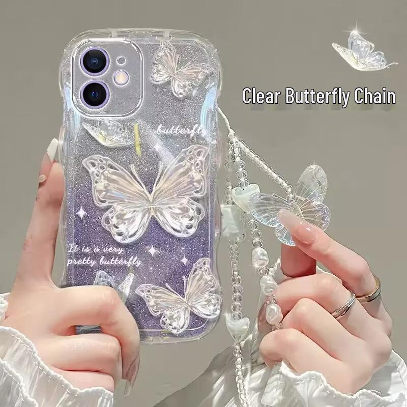 Elegant Beaded Butterfly Phone Lanyard: Luxurious Anti-Lost Crystal Charm for Women
