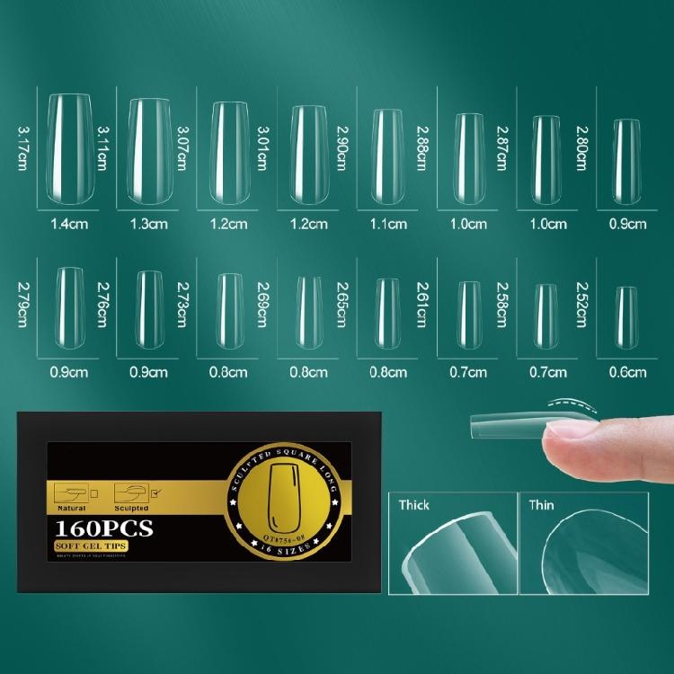 

French Style Gel Nail Tips Transparent Multiple Sizes Practical False Nail Full Cover Nail Art For Salon and Home