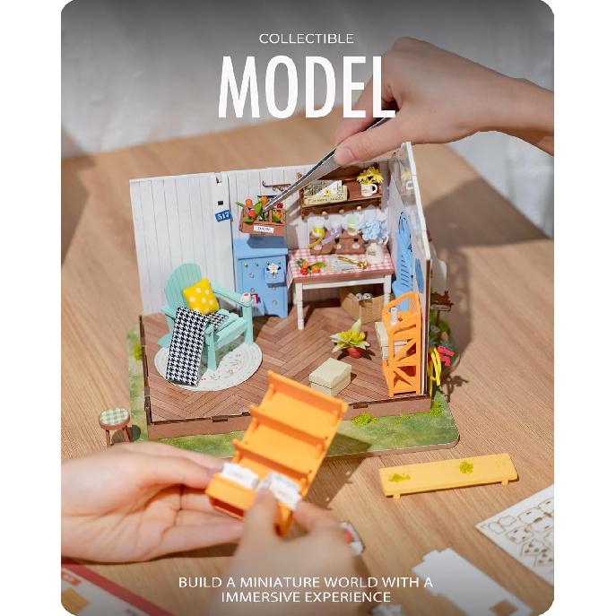 DIY Miniature House Kit Dreamy Garden House, Tiny House Kit for Adults to Build, Mini House Making Kit with Furnitures, Halloween/Christmas