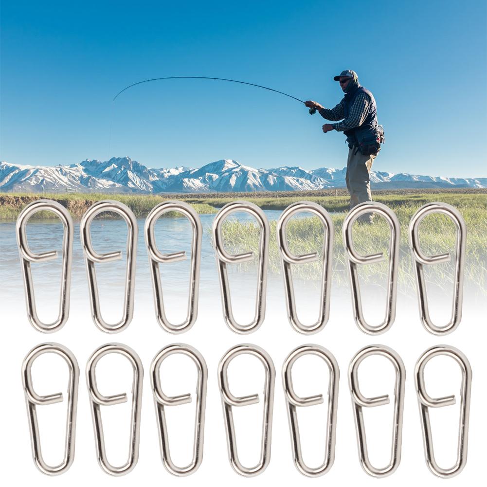 50PCS Powerful Oval Stainless Steel Fishing Clips Snaps Connector Interlock Accessories