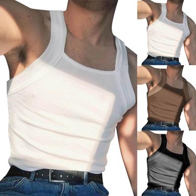 European Men's Fashion Square Collar Sleeveless Vest
