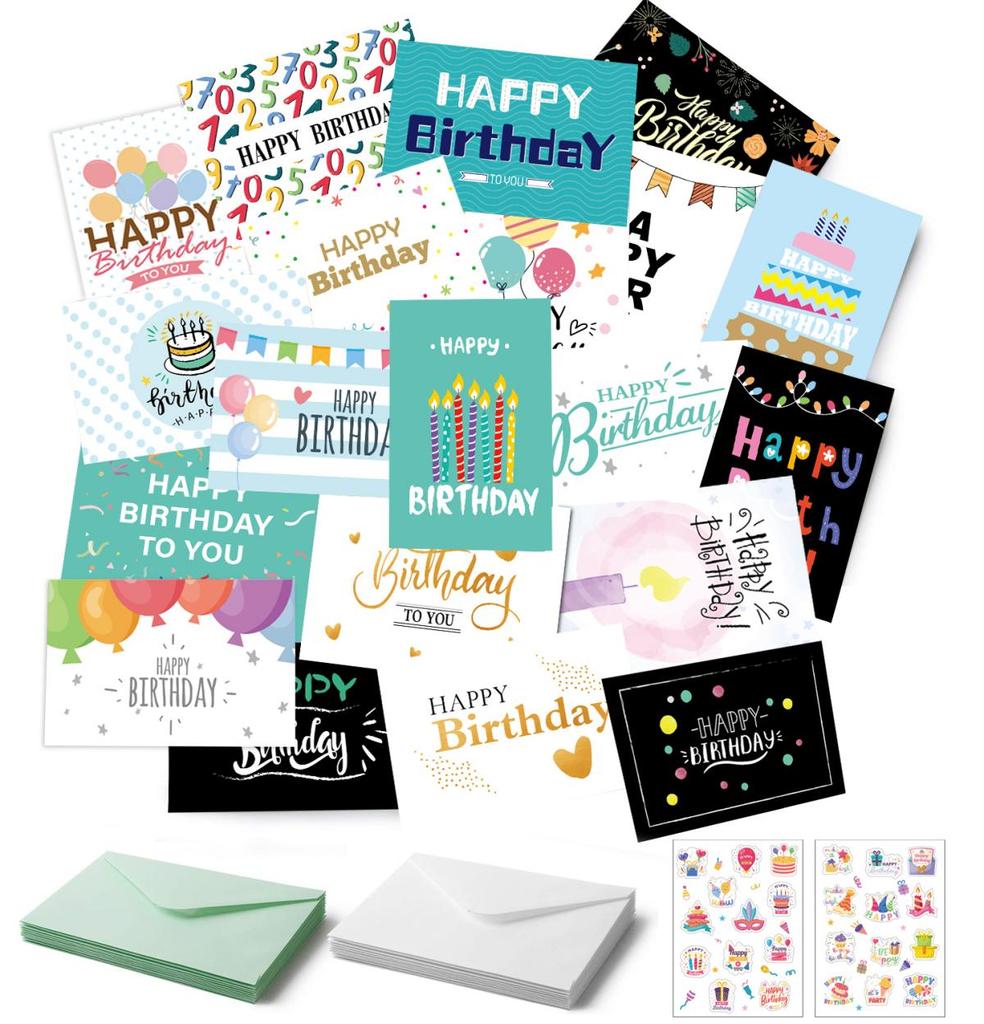 24pcs Happy Birthday Greeting Card With Envelope Birthday Party Invitation Cards Children DIY Handwritten Cards Message Card Set