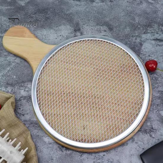 Aluminum Baking Pan Alloy Pizza Screen, Non Stick Mesh Pan, Professional Tool Round Crisper Tray for Oven Home Kitchen Restaurant Cooking Griddle