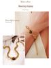 Ying Tai Stainless & Titanium Steel Bracelet with Tiger Eye and Natural Stone, High-Polished, 18k Gold-Plated, Retro European-American Style