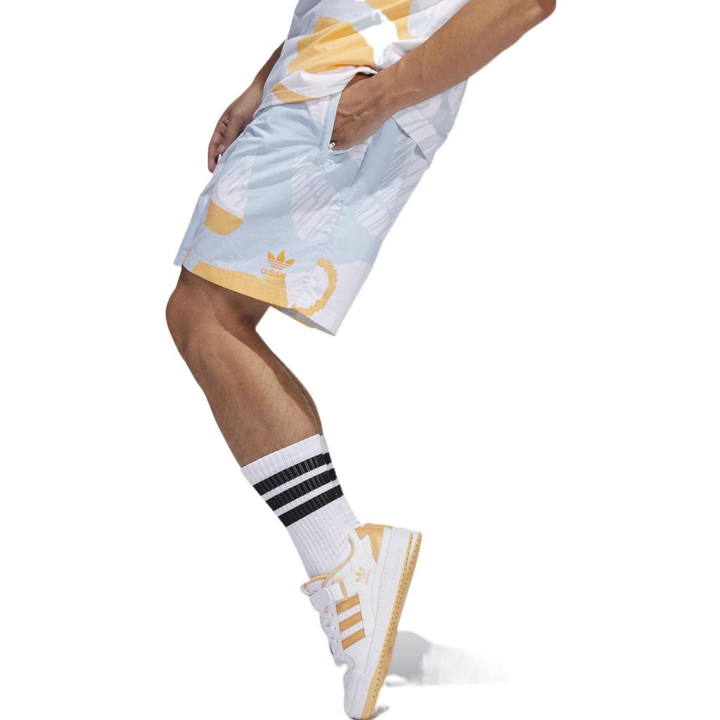 Adidas Originals Abstract Pattern Print Straight Shorts FW22 Men Bottoms Blue HC2133