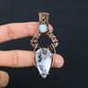 Dendrite Opal Gemstone Pure Copper Wire Wrapped Handmade Pendant Jewelry