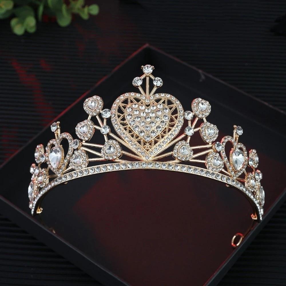 Huvudprydnader Kristall Brudtiara Krona Flerfärgad Bröllopshår Tiara Fantastiska Accessoarer