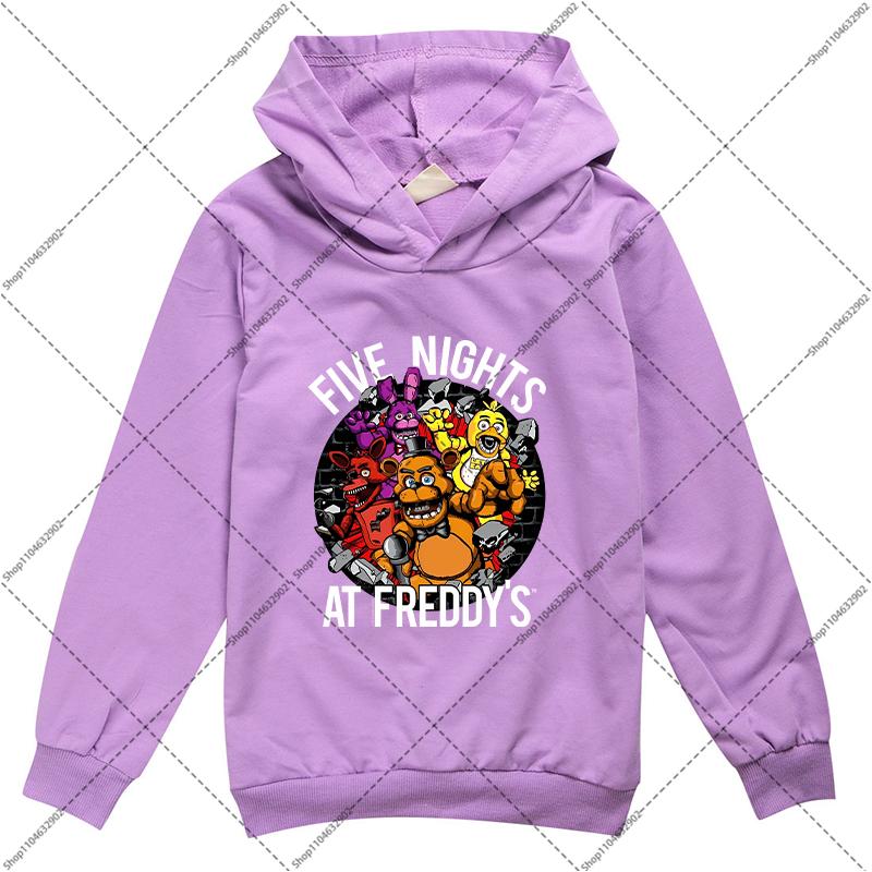 FNAF Boys Girls Hoodie Five Nights At Freddys Children's Spring Sweatshirt Cartoon Anime Comfortable Sweatshirts Birthday Gifts
