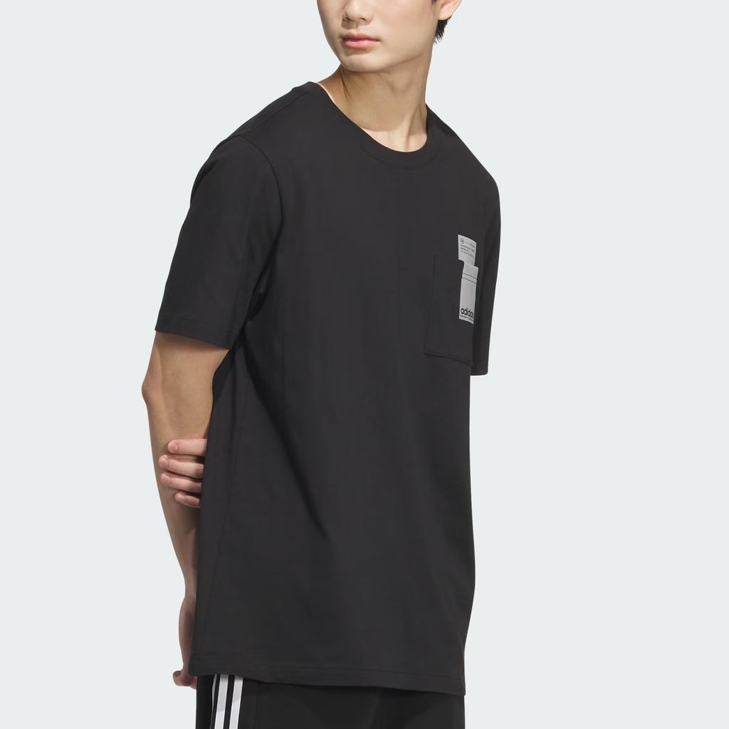 Adidas Casual Round Neck Short Sleeve T-Shirt Unisex Tops Black JI9081