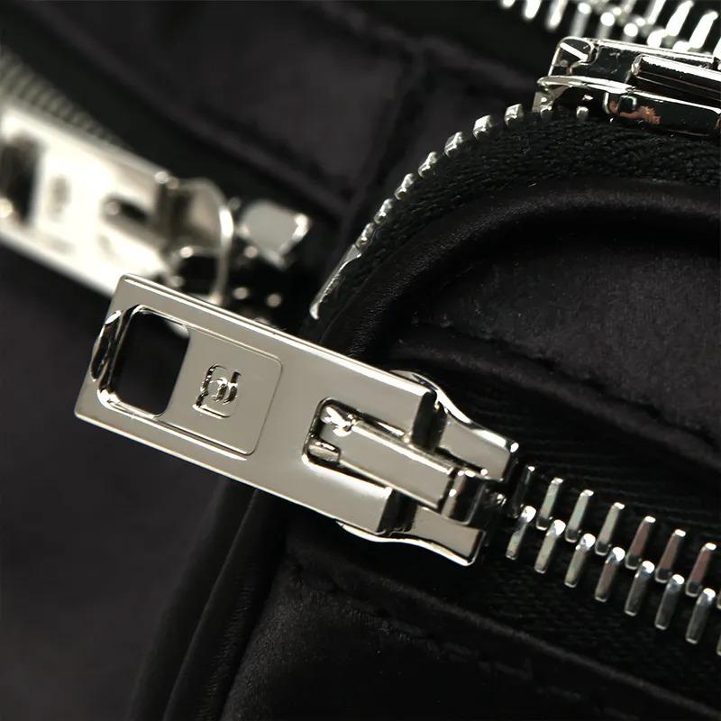 Alexander Wang Double-Zip Satin Crossbody Waist Bag Polyester Mini Unisex Couple Style Black