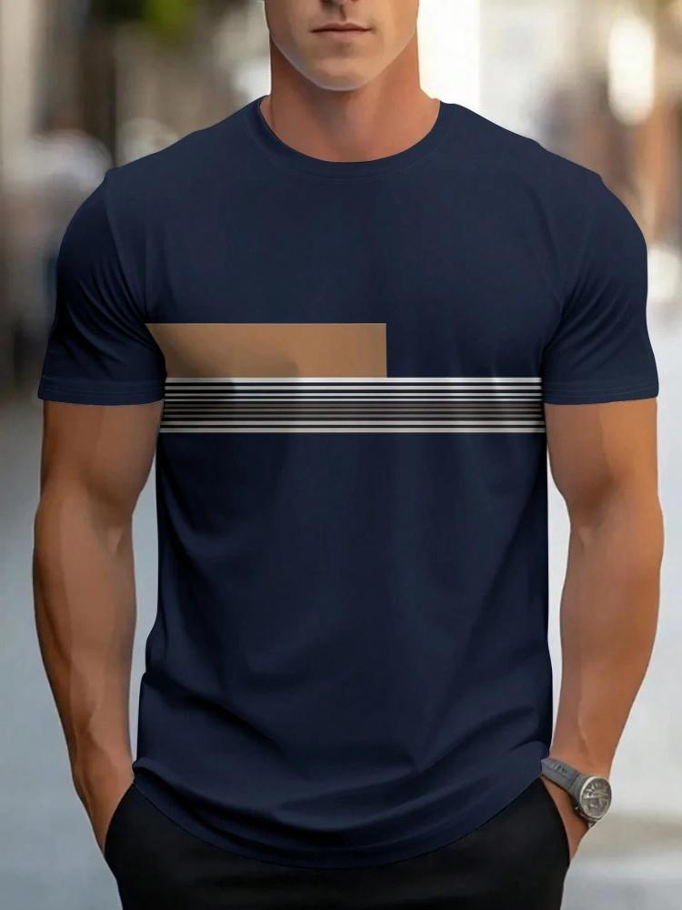Sommer Herren Einfaches T-Shirt mit Buchstabenmuster Aufdruck Lässiges Sportliches Lockeres Rundhals Oberteil City Time Täglich Vielseitig Kurzärmelige Kleidung