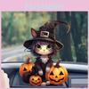 Halloween Flat Acrylic Surface Pendant With Cartoon Witch Cat Design Pumpkin